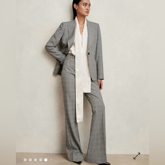 REISS- Brooklyn Gray Check Blazer+Pant Suit - Picture 5 of 9